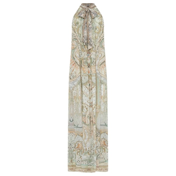 Camilla Silk Elegant Paisley Halter Maxi Dress‎ - Picture 1 of 6